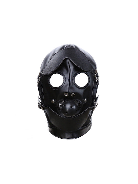 BDSM Gay Men Mask Hood With Eyes Cover And Ball Gag