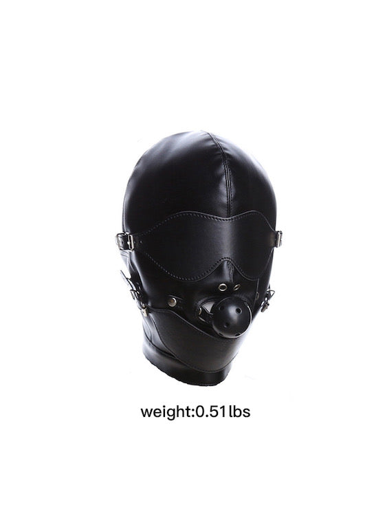 BDSM Gay Men Mask Hood With Eyes Cover And Ball Gag