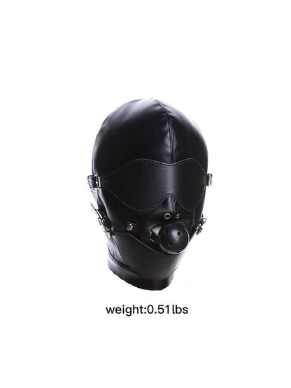 BDSM Gay Men Mask Hood With Eyes Cover And Ball Gag