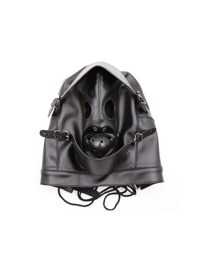 BDSM Gay Men Mask Hood With Eyes Cover And Ball Gag