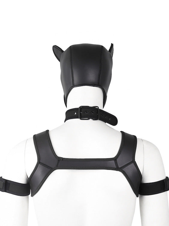 BDSM fetish puppy play gear hood+Collar+Armband+Harness