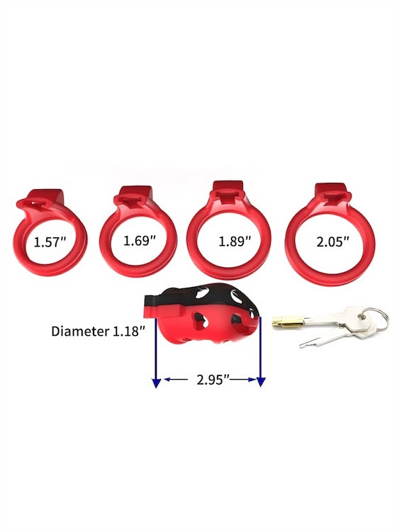 Black And Red Two-Tone Plastic Male Chastity Device