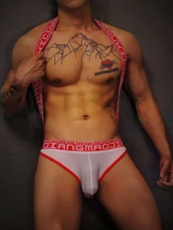 Body Chest Harness Jockstrap Red