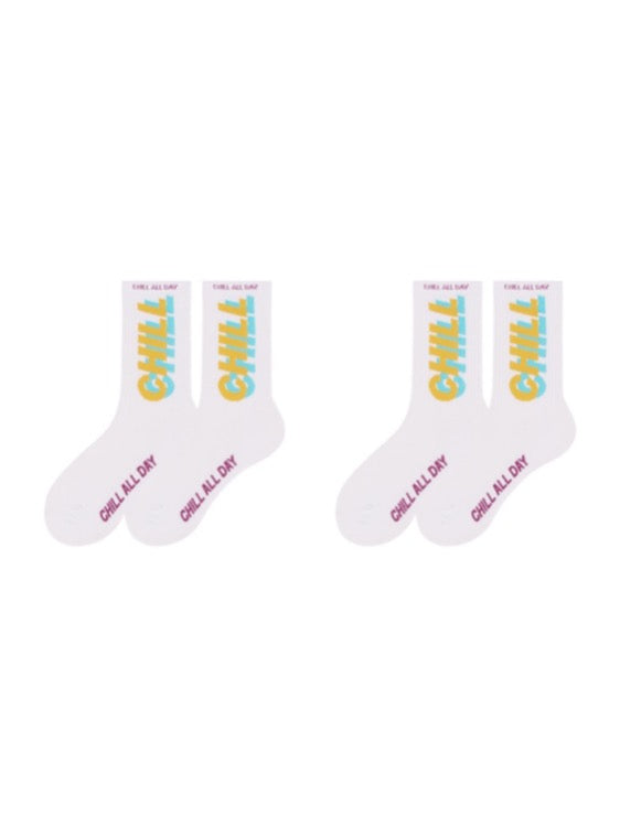 Chill All Day White Crew Socks For Gay Male Sock Worship 2 Pairs