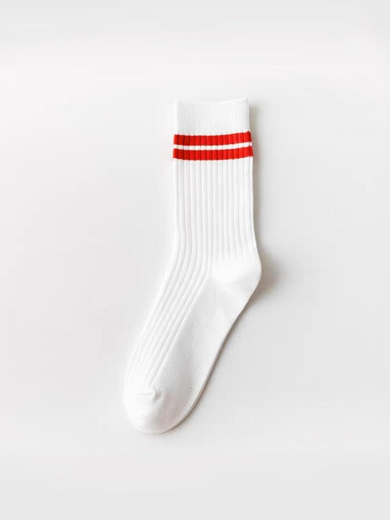 Preppy Style Skateboard Striped Crew socks