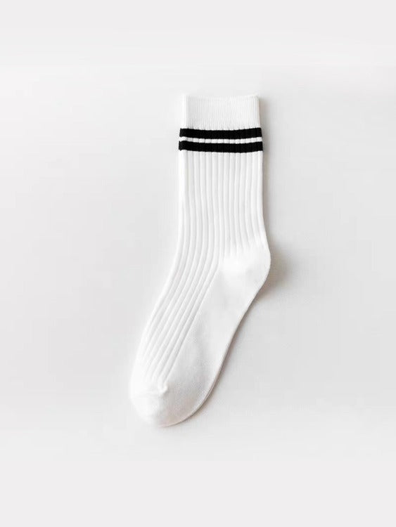 Preppy Style Skateboard Striped Crew socks