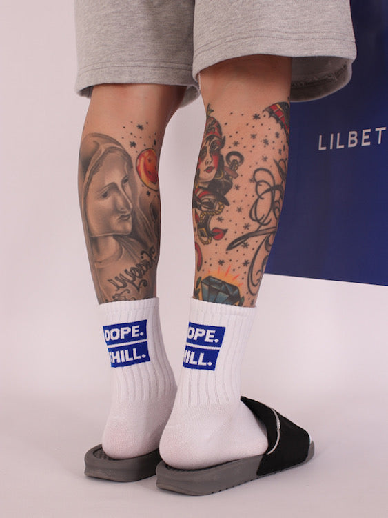 Dope Chill White Crew Sock For Gay Men