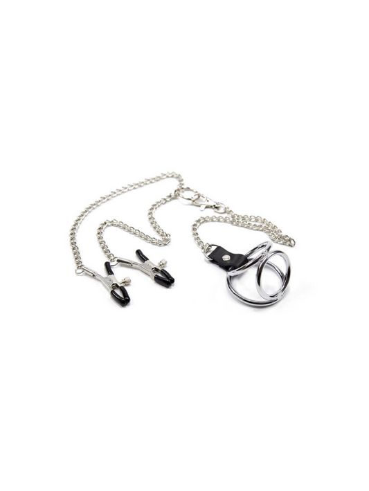 Gay Male Nipple Clamps With Chain And Cock Ring