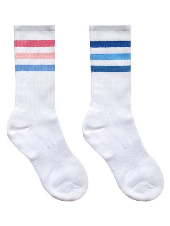 Half Crew Stripe White Sock For Gay Men Sock Fetish Set