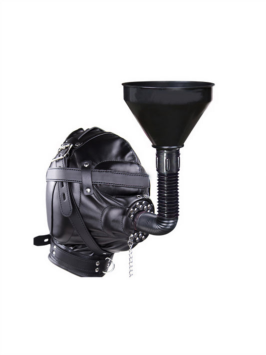 Leather Hood With Funnel Gag