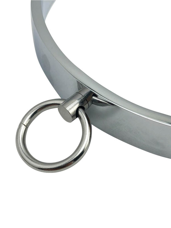 M Logo Stainless Steel Collar With Chain For Gay Men In BDSM