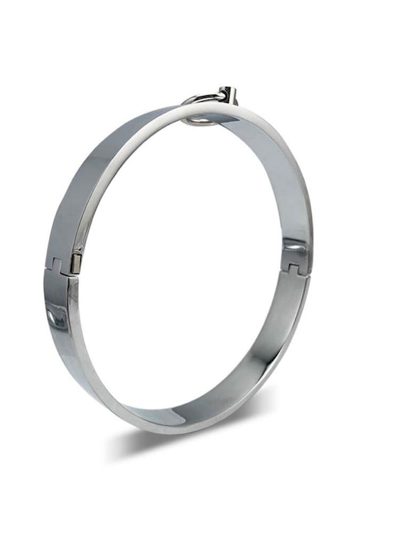 M Logo Stainless Steel Collar With Chain For Gay Men In BDSM