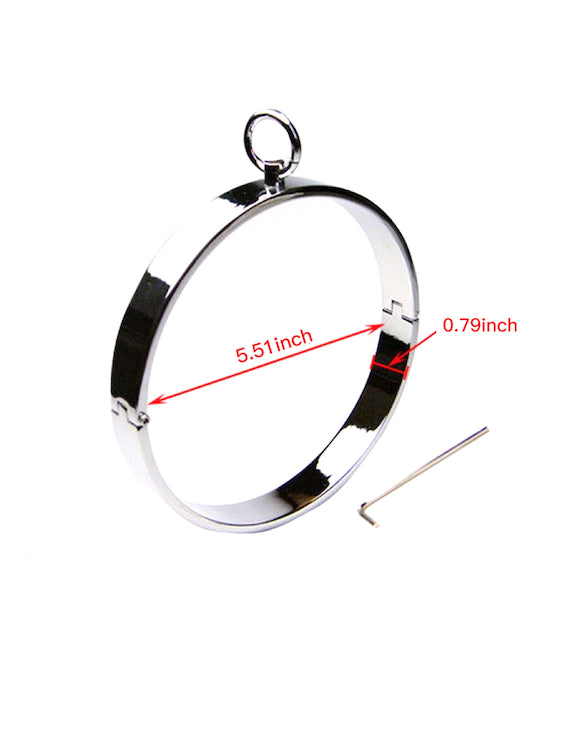 M Logo Stainless Steel Collar With Chain For Gay Men In BDSM