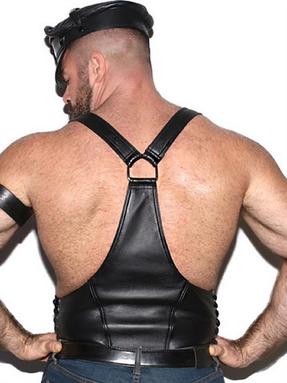 Males Leather BDSM Fetish Tank and Undies Suit