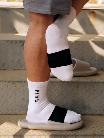 Men's Black and White Block Crew Sock