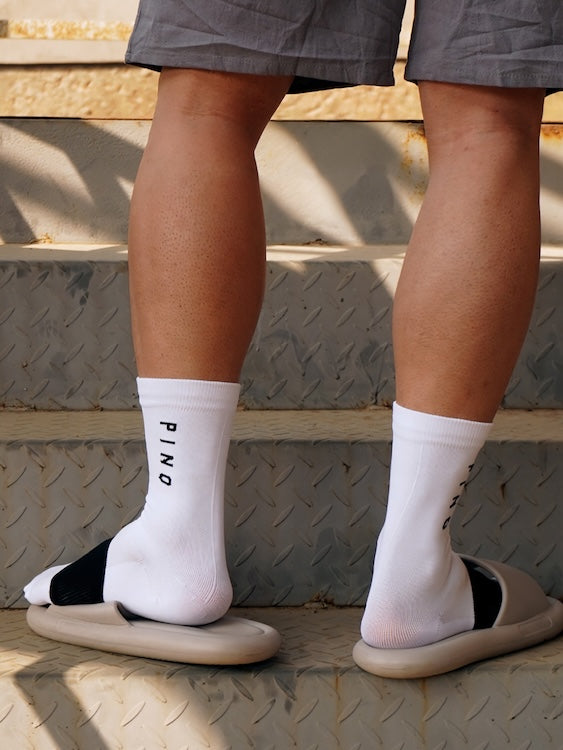 Men's Black and White Block Crew Sock