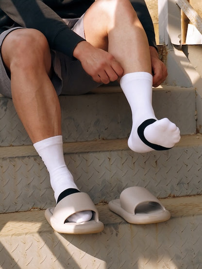 Men's Black and White Block Crew Sock