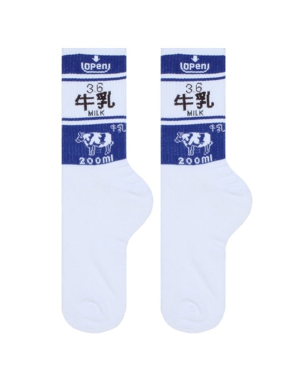 Milk Boy Chinese Characters Crew Socks For Male Foot Fetish Sample