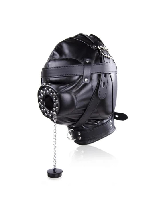 Premium Black Bondage BDSM Fetish Head Hood Mask with Mouth Cover