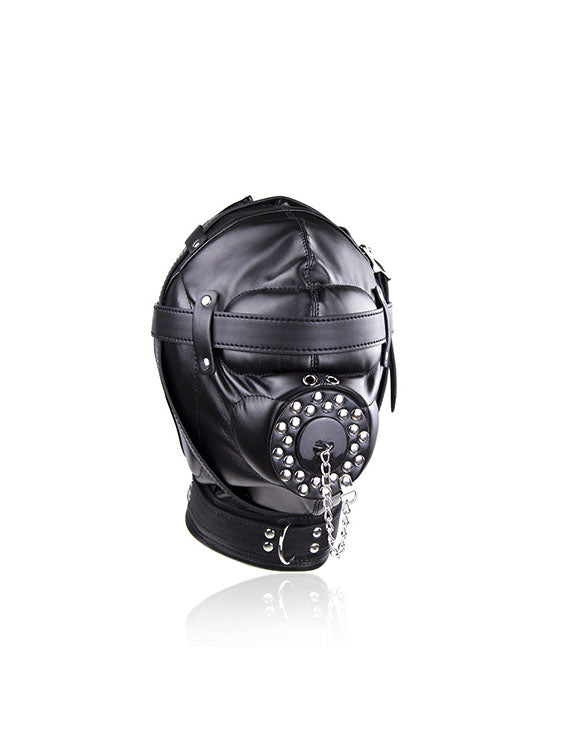 Premium Black Bondage BDSM Fetish Head Hood Mask with Mouth Cover