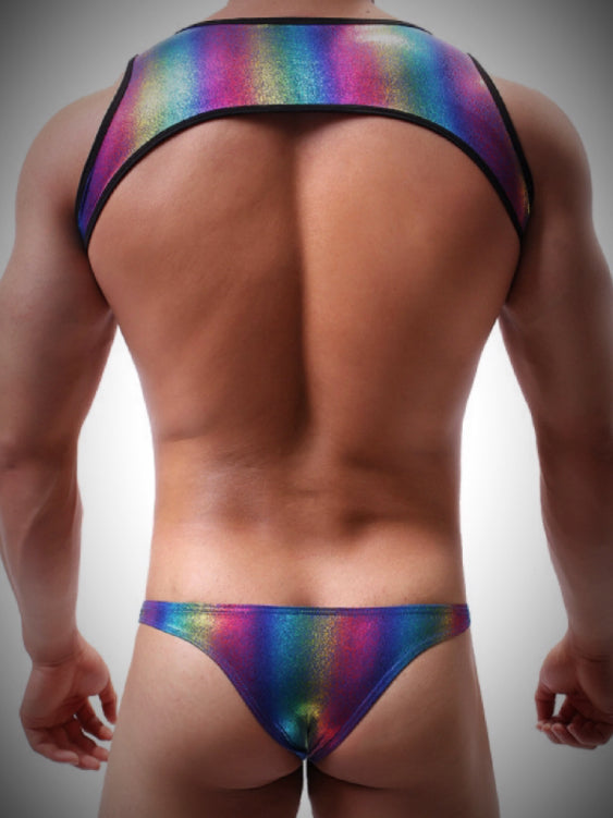 Rainbow Laser Sexy Harness Underwear Back