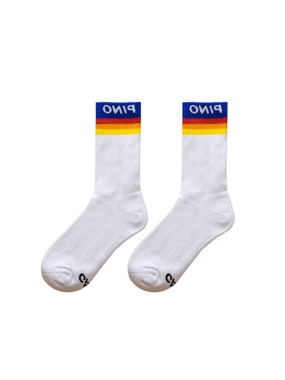 Sexy Gay Mens PRIDE Crew White Socks