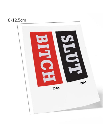 Slut Bitch Temporary Waterproof Tattoo Sticker Sample