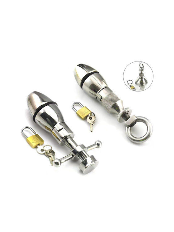 Stainless Steel Anal Lock Expanding & Locking Chastity Bum