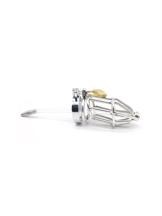 Stainless Steel Chastity Device With Urethral Sounding