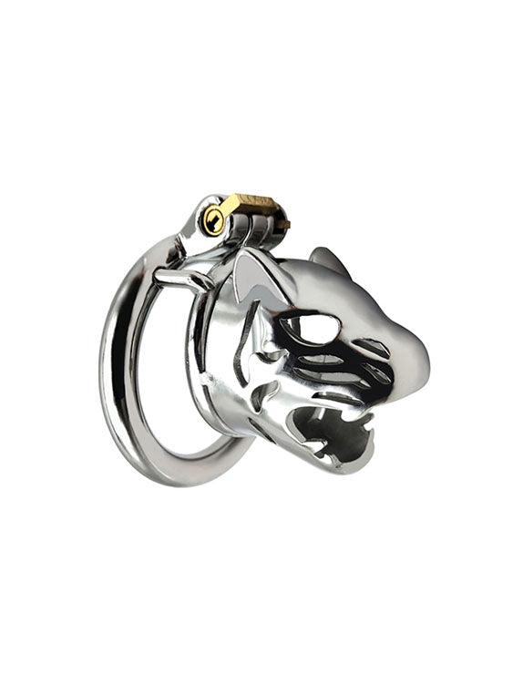 Tiger King Stainless Steel Locking Chastity Cage For Gay Men