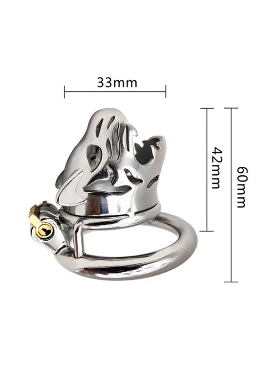 Tiger King Stainless Steel Locking Chastity Cage For Gay Men