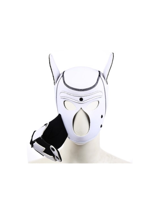 White Neoprene Pup Hood