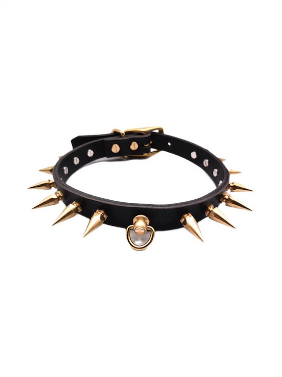 Handmade Leather Studded Puppy Collar