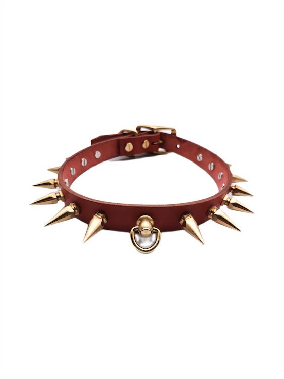 Handmade Leather Studded Puppy Collar