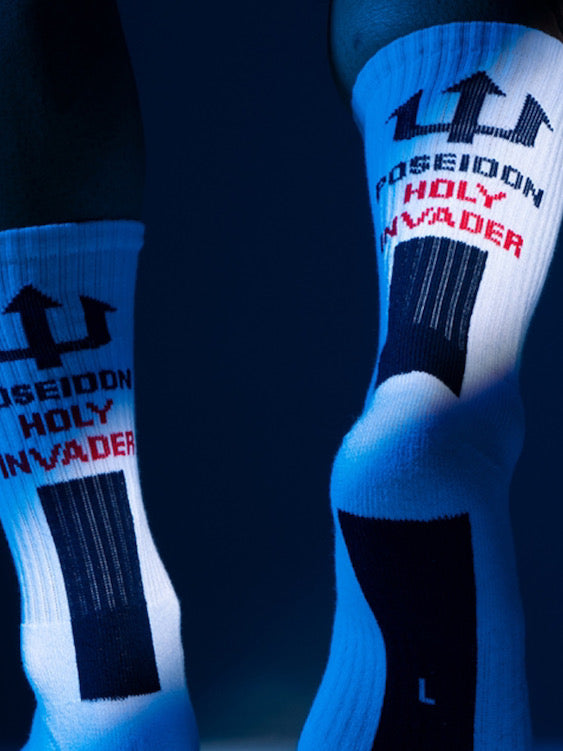 Trident Of Poseidon With Text Greek Mythology Adult Crew Socks