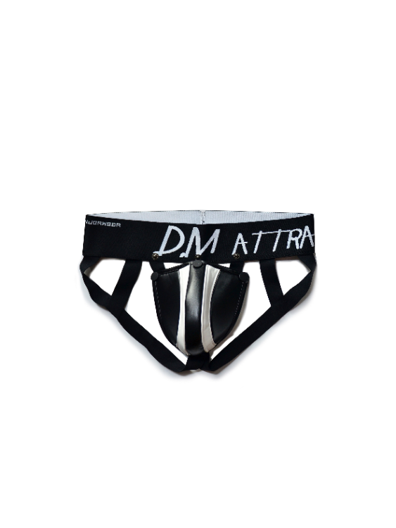 New Unique Design Men's Thong with Removable Faux Leather Big Pouch