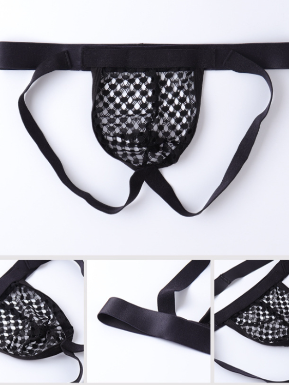 Sexy Mesh Breathable Double Pouch Thong