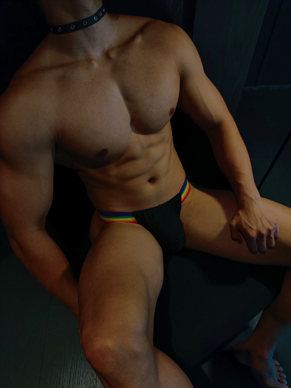 Rainbow-Trimmed Men's Thong Underwear 2-Pcs