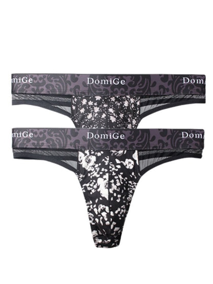 2 PCS Sheer and Sexy: Floral Patterned Thong