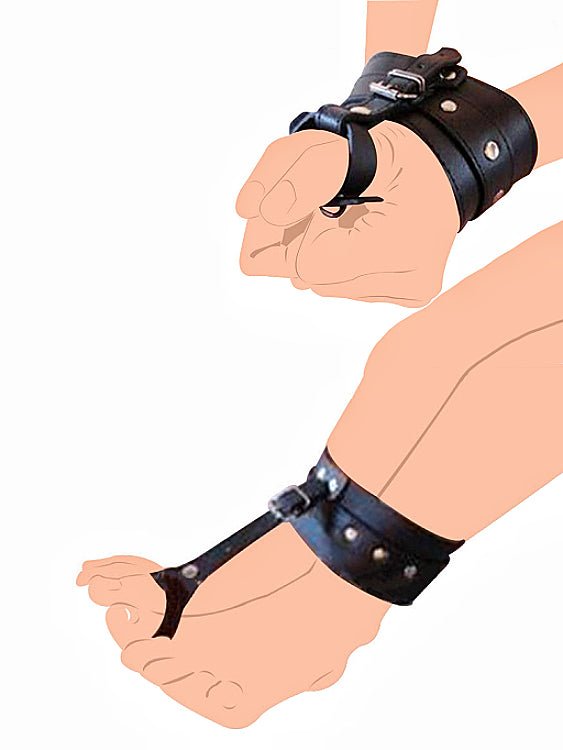 PU Leather Hand Wrist to Thumbs Cuffs Bondage Belts