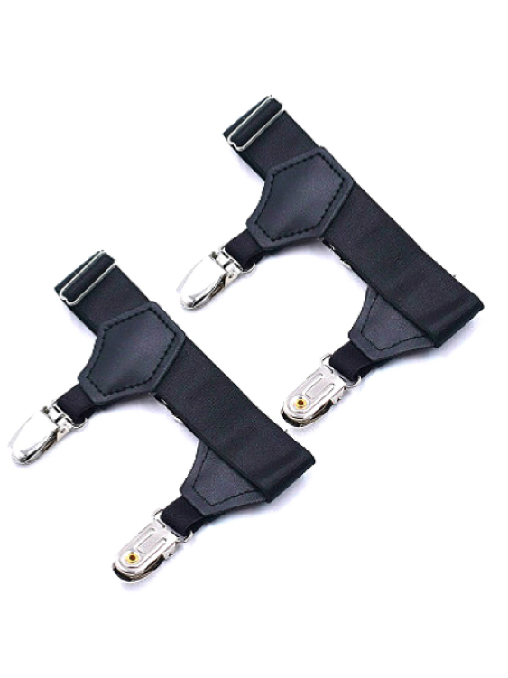 Adjustable Silk Stocking Suspenders with Real Leather Connectors